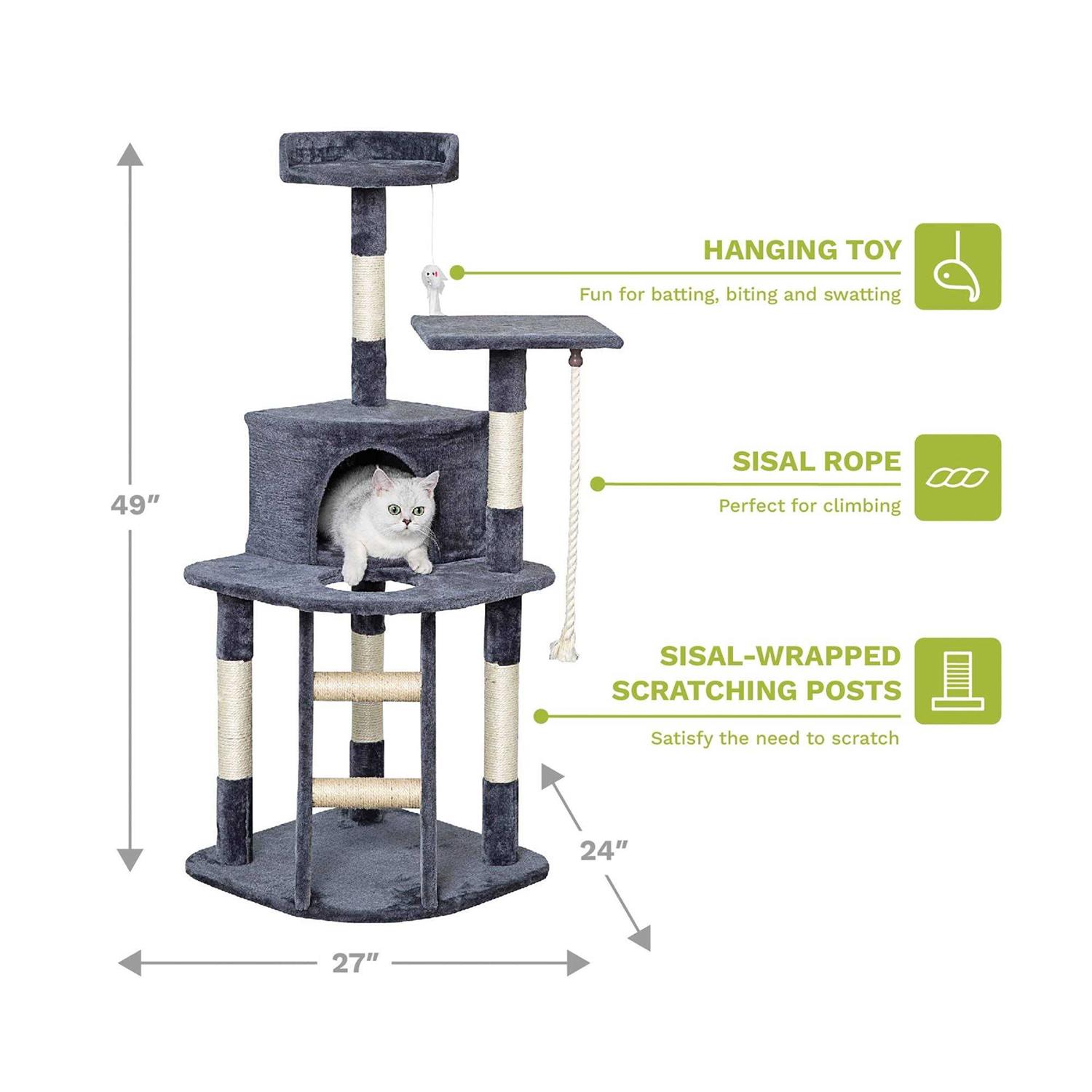 Alternative view of Go Pet Club 49 in. Economical Cat Tree Condo with Sisal Covered Posts