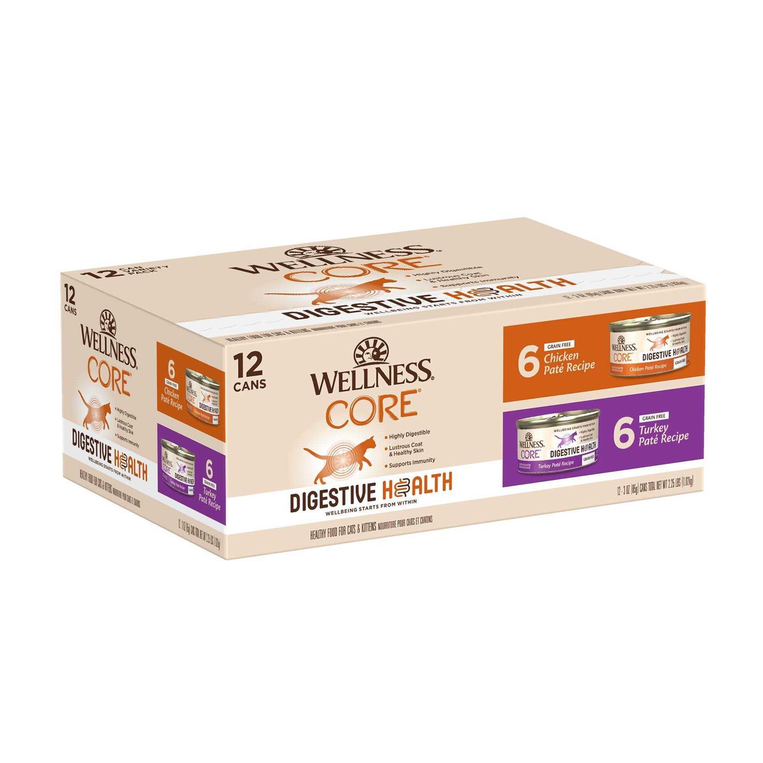 Wellness CORE Digestive Health Chicken & Turkey Pate Variety Pack Wet Cat Food