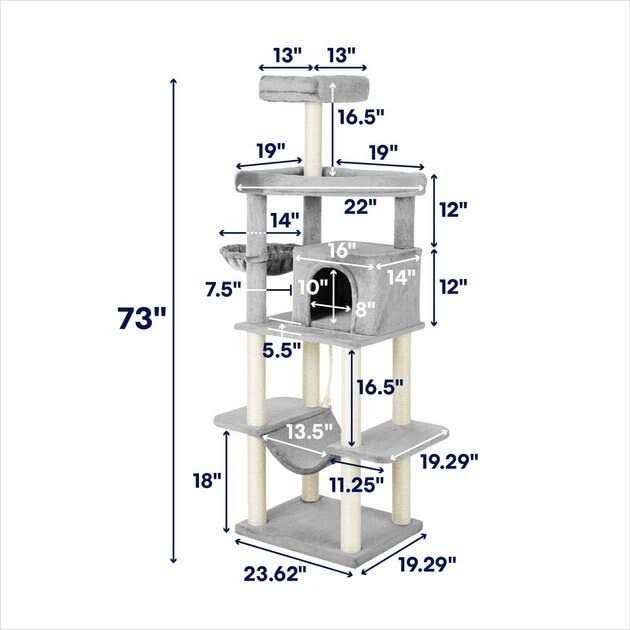 Alternative view of Frisco 73-in Cat Tree with Hammock Condo Lounge Basket Top Perch and Bed