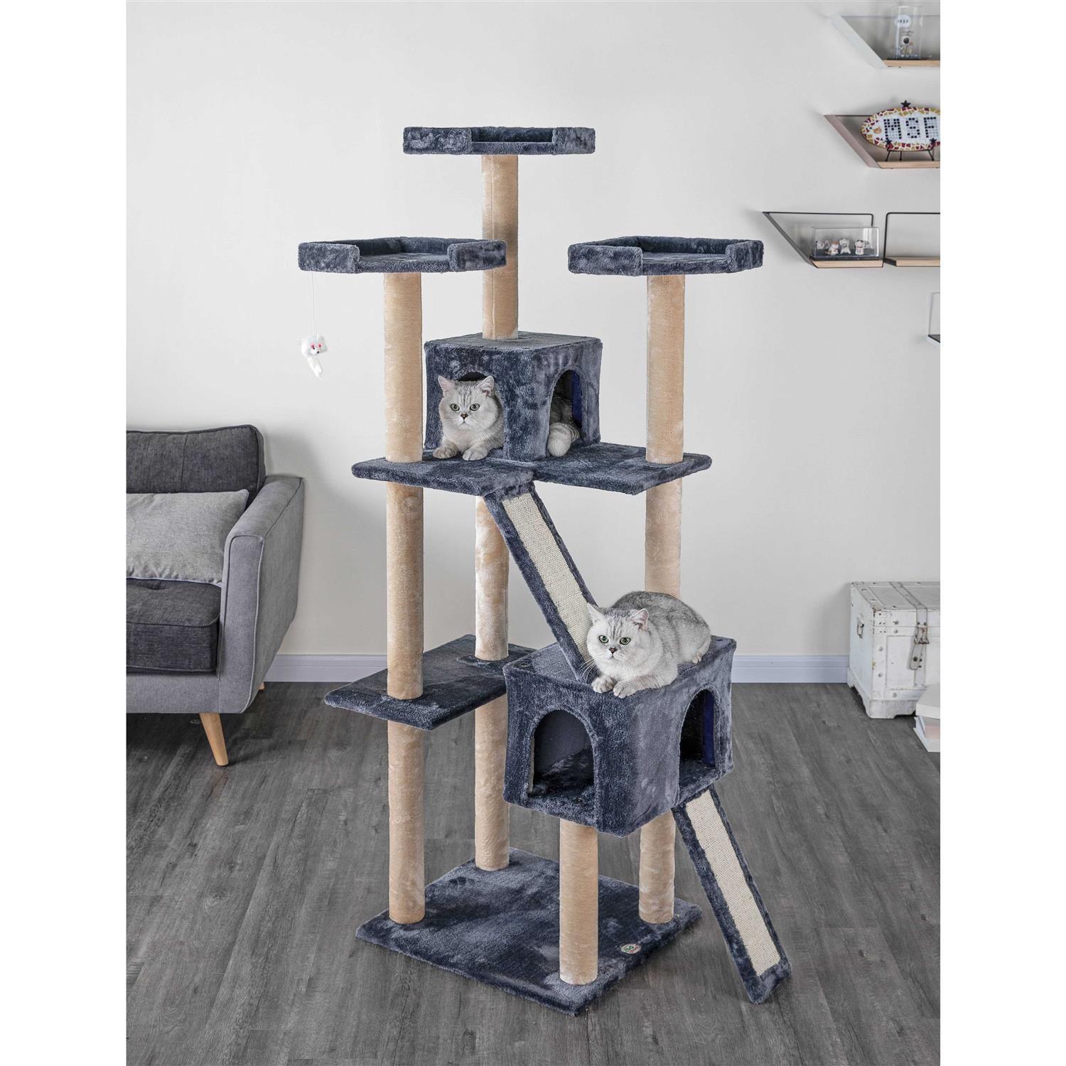 Go Pet Club 71 in. Kitten Cat Tree House with Sisal Scratching Board