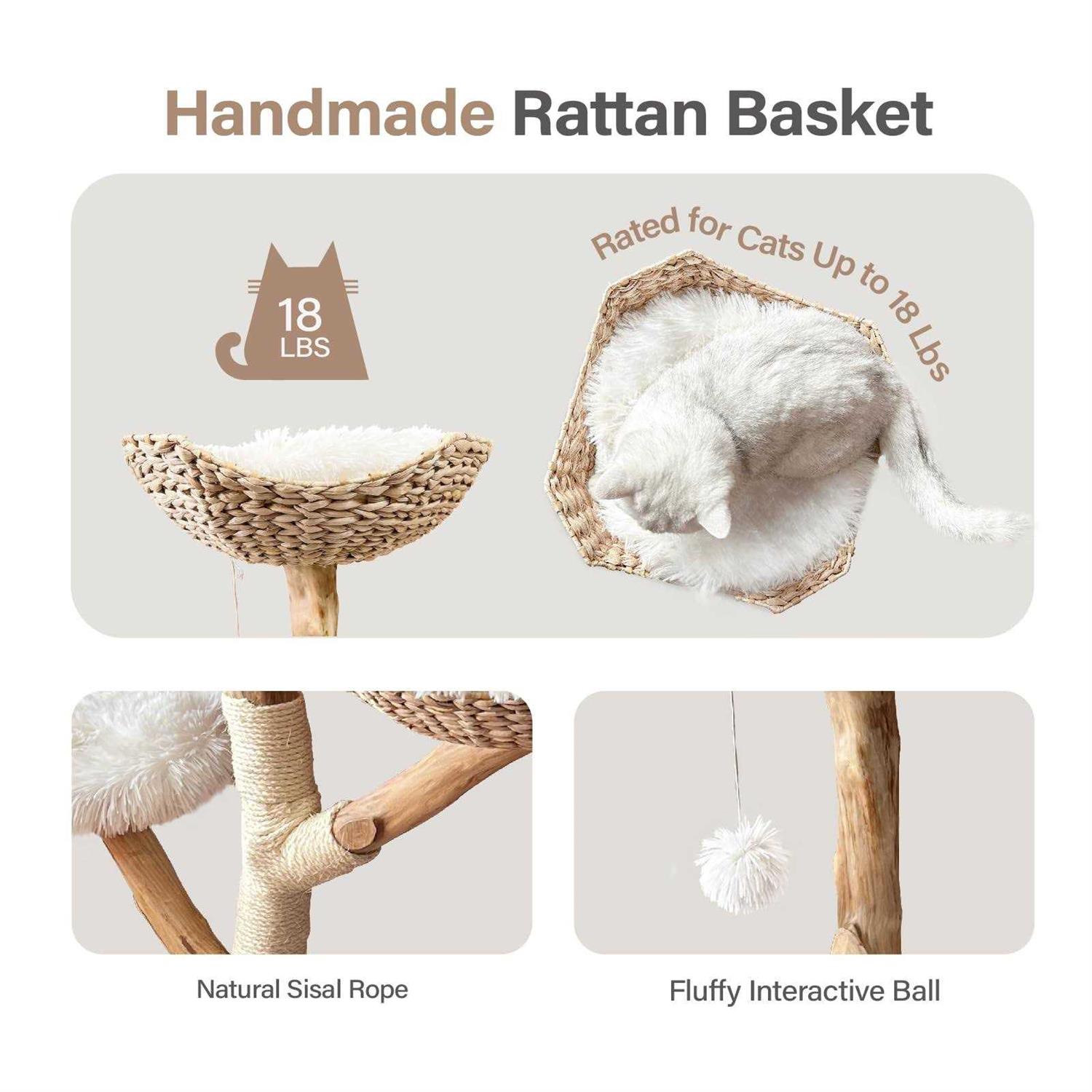 Alternative view of Injollylives Modern Cat Tree Tower Wooden Cat Tower Heavy Duty Cat Trees