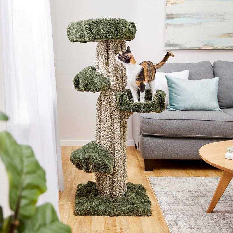 Alternative view of Frisco 49-in Tree-Shaped Real Carpet Wooden Cat Tree