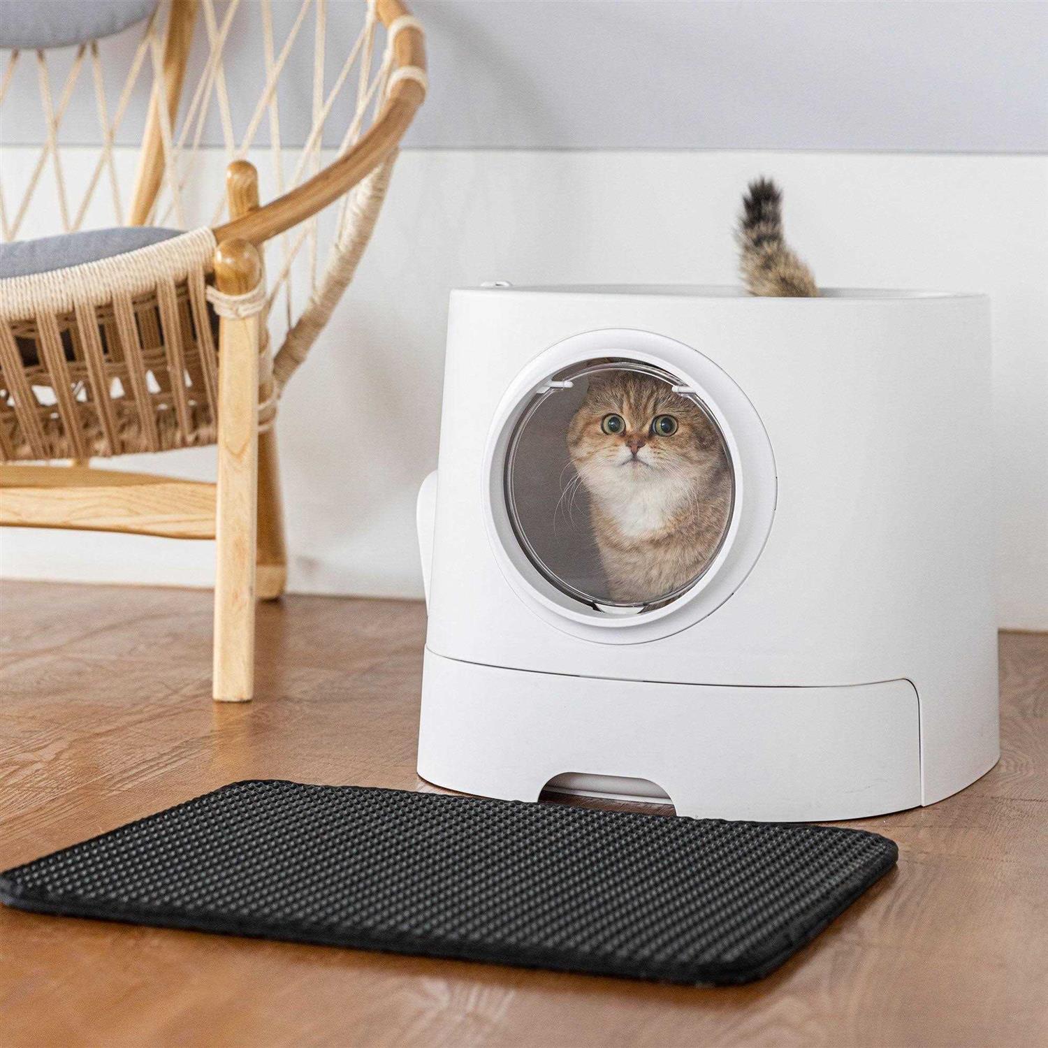 Hanamya Extra Large Cat Litter Box with Scoop, Front Entry and Top Exit CLB002WT